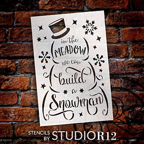 We Can Build a Snowman Stencil by StudioR12 | DIY Christmas Holiday Song Home Decor | Craft & Paint Wood Sign | Winter Cursive Script Gift | Select Size | STCL3645