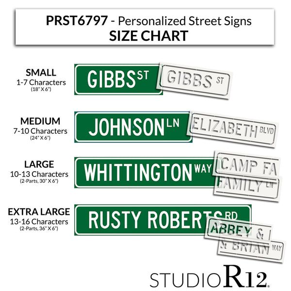 Personalized Street Sign Stencil by StudioR12 - Select Size - USA Made - DIY Custom Road Sign Template | Paint Wood Signs for Garage Workshop & Man Cave | PRST6797