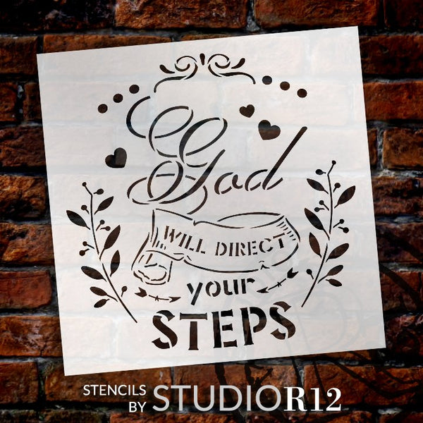 God Will Direct Your Steps Stencil by StudioR12 | DIY Inspirational Faith Home Decor | Craft & Paint Farmhouse Wood Sign | Select Size STCL5340