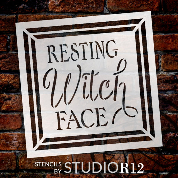 Resting Witch Face Stencil by StudioR12 | Craft DIY Autumn Halloween Home Decor | Paint Fall Wood Sign | Reusable Mylar Template | Select Size | STCL5938