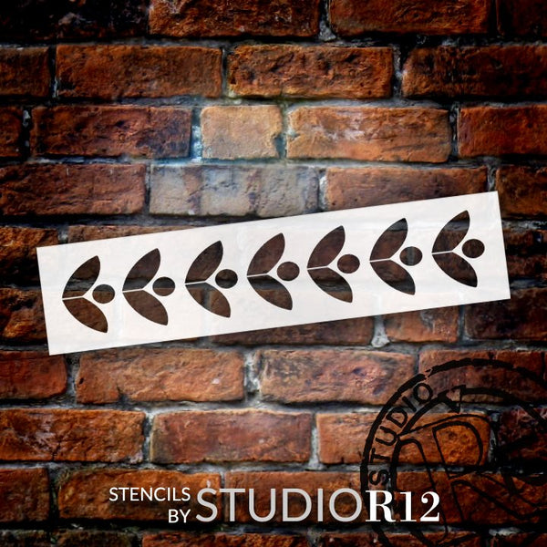 Leaf Border Pattern Stencil by StudioR12 | DIY Minimalist Greek Petal Home Decor | Craft & Paint Wood Sign | Reusable Mylar Template | Select Size | STCL5210