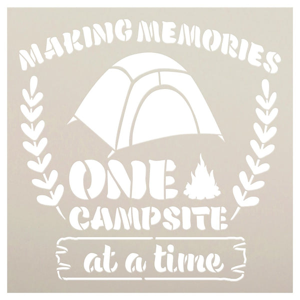 Making Memories One Campsite at A Time Stencil by StudioR12 | DIY Family Camping Home Decor | Craft & Paint Wood Signs | Select Size