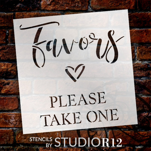 Favors Please Take One Stencil by StudioR12 | Craft DIY Wedding Decor | Paint Wood Sign | Reusable Mylar Template | Select Size | STCL6084
