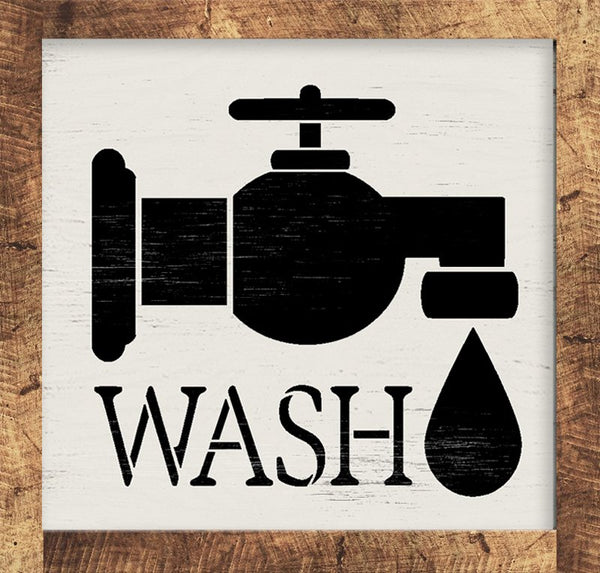 Wash Laundry Room Stencil by StudioR12 | DIY Cleaning Bathroom Home Decor | Craft & Paint Washer Dryer Wood Sign Reusable Mylar Template | Select Size | STCL5661