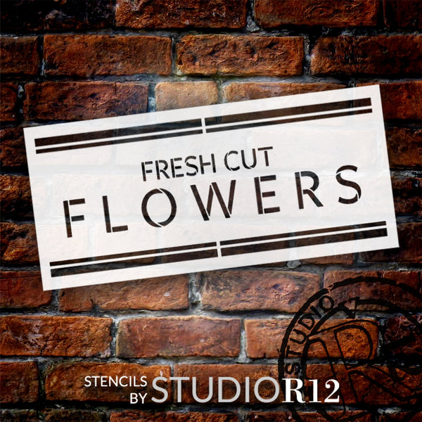 Fresh Cut Flowers with Stripes Stencil by StudioR12 | Farmer's Market, Flower Shop | Craft DIY Wall Decor | Painting Ideas, Wood Signs | Select Size | STCL6375