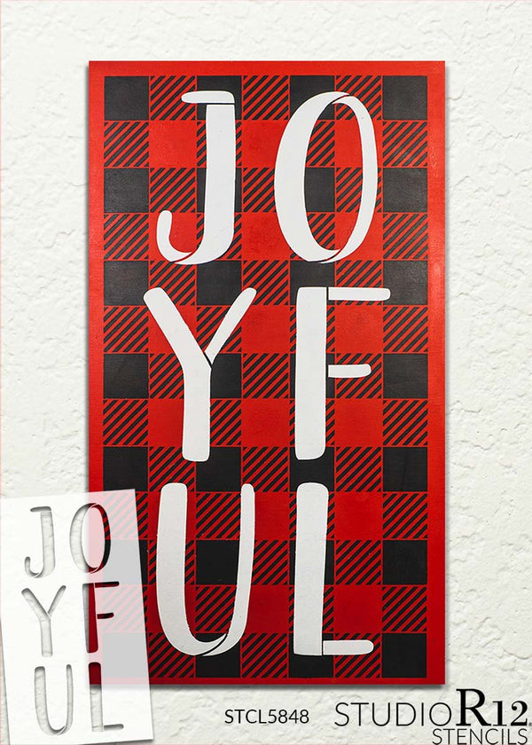 Joyful Stacked Letter Stencil by StudioR12 | DIY Simple Christmas Decor | Craft & Paint Holiday Wood Signs | Select Size | STCL5848