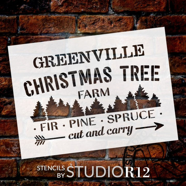 Personalized Christmas Tree Farm Stencil by StudioR12 - Select Size - USA Made - Craft DIY Family Holiday Home Decor | Paint Custom Wood Sign | Reusable Mylar Template | PRST6600