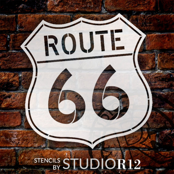 Route 66 Sign Stencil by StudioR12 - Select Size - USA Made - Craft & Paint DIY Vintage Game Room Garage Wood Sign for Home Decor | STCL6737