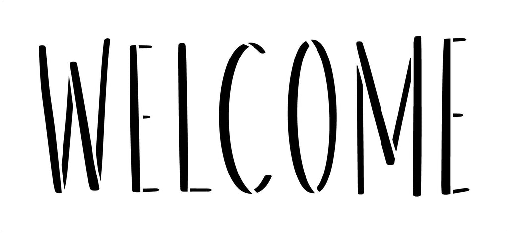 Welcome Stencil by StudioR12  Skinny Traditional Vertical Word