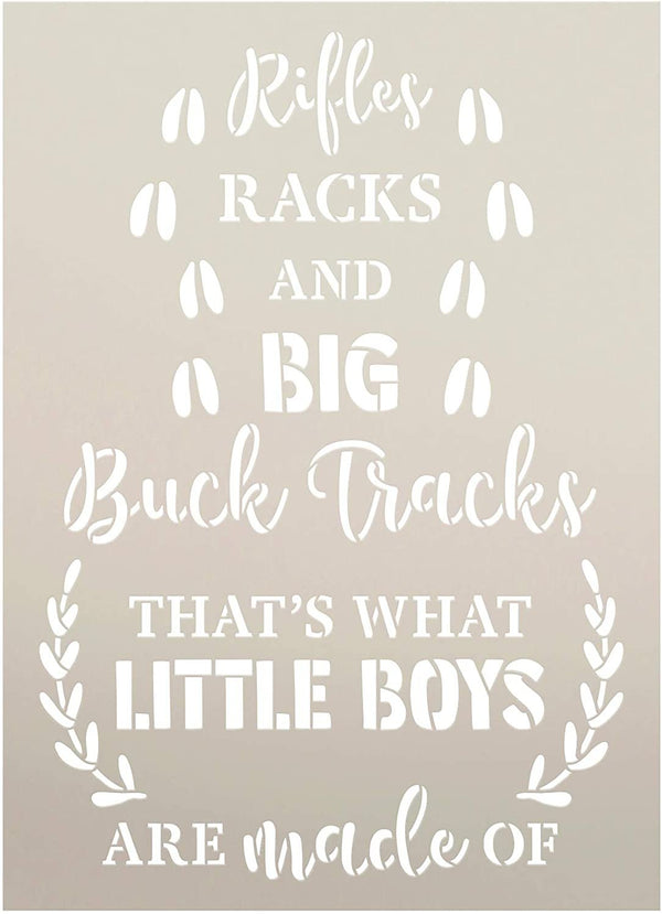 Rifle Racks Buck Tracks - Little Boys Stencil by StudioR12 | DIY Hunt Home Decor Gift | Craft & Paint Wood Sign Reusable Mylar Template | Select Size
