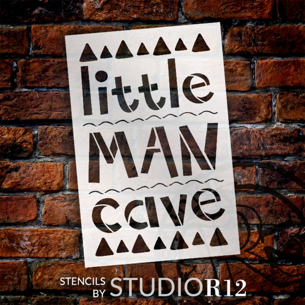 Little Man Cave Stencil by StudioR12 | Craft DIY Kid's Room Home Decor | Paint Children's Wood Sign | Reusable Mylar Template | Select Size | STCL6103