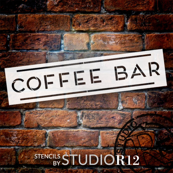 Simplistic Coffee Bar Stencil by StudioR12 | Craft Office, Breakroom, and Kitchen Decor | Paint Easy Wood Sign | Reusable Stencil | Select Size | STCL6242
