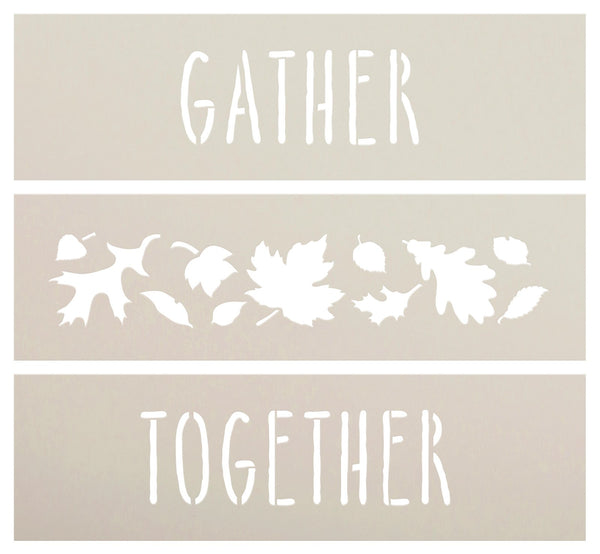 Gather Together Skinny Stack Stencils with Leaves by StudioR12 - Select Size - USA Made - DIY Fall Stacked Wood Blocks for Thanksgiving Tiered Tray - STCL7098