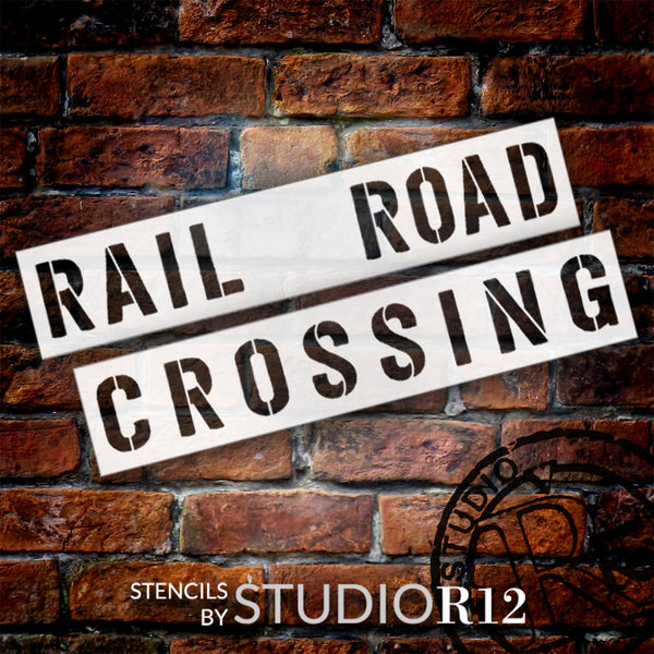 Railroad Train Crossing Signal 2 Part Stencil by StudioR12 - Select Size - USA Made - Craft DIY Farmhouse Home Decor | Paint Rustic Jumbo Wood Sign | STCL6633