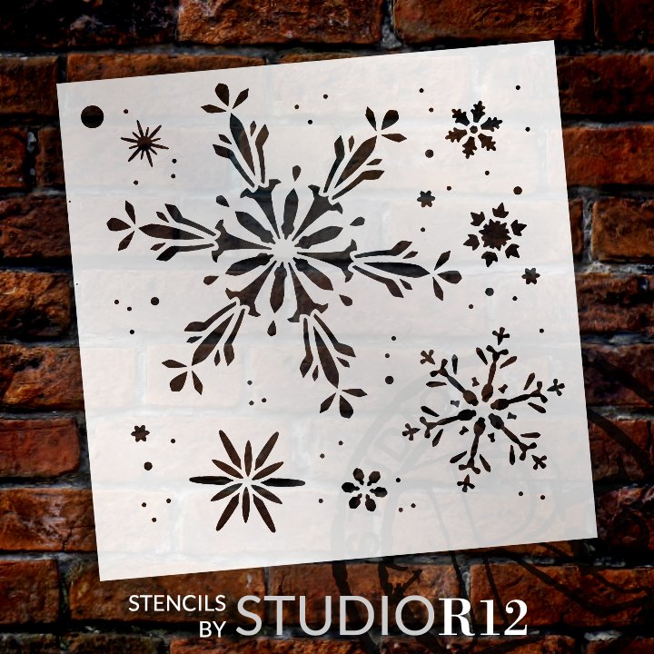 StudioR12 Delicate Snowflake Silhouette Trio Stencil for Winter Embellished  Decor, STCL6458, 18 x 13 