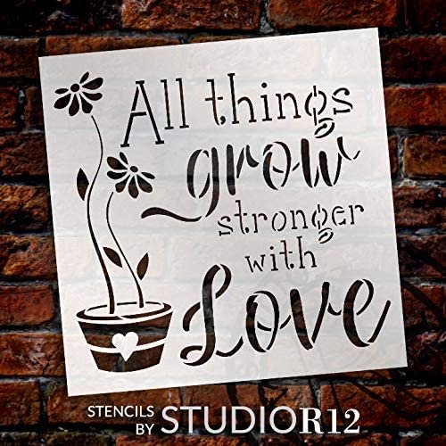 All Things Grow Stencil | Reusable Mylar Template | Paint Wood Sign | Craft DIY Home Decor | Flower Gift - Garden - Porch | Select Size | STCL3519