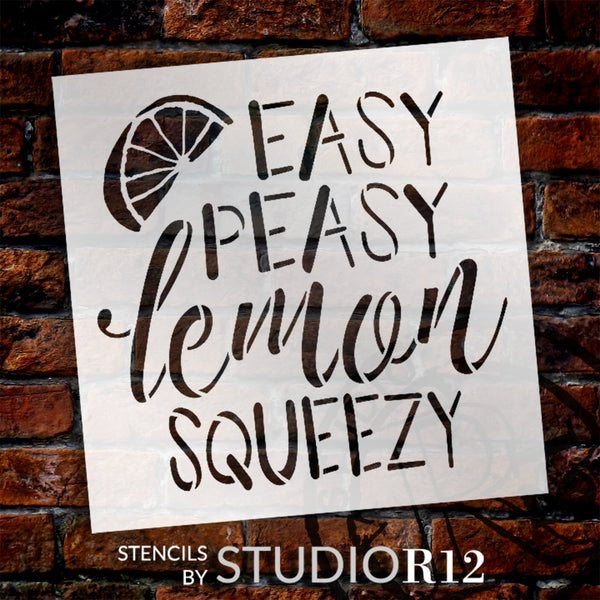 Easy Peasy Lemon Squeezy Script Stencil by StudioR12 | DIY Spring Lemon Kitchen Decor | Craft & Paint Wood Sign | Select Size | STCL5870