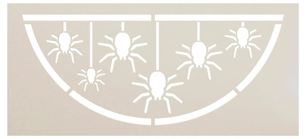 Hanging Spiders Half Round Stencil by StudioR12 - Select Size - USA Made - DIY Spooky Spider Web Door Hanger - Craft & Paint Halloween Decor Signs - STCL7107
