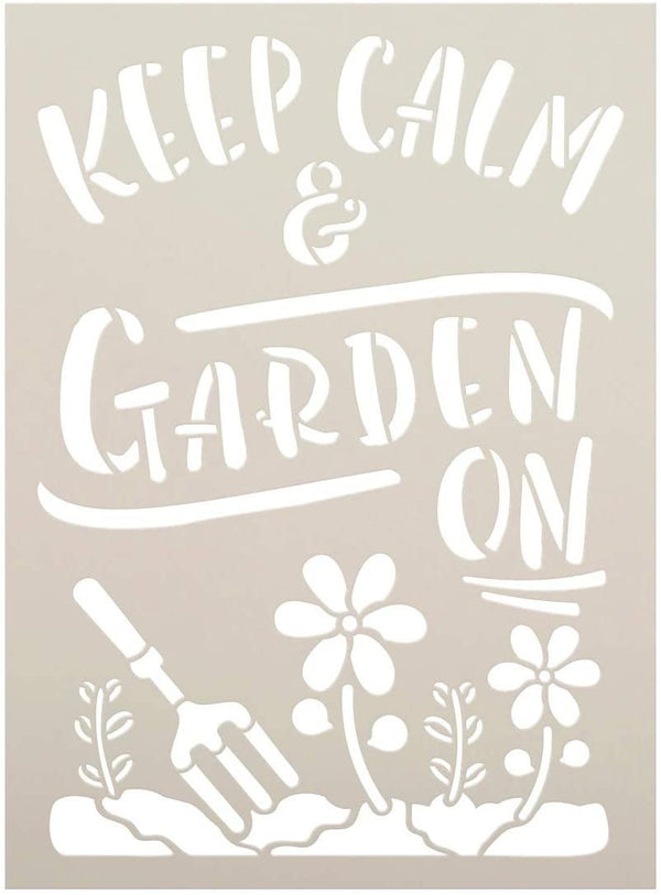 Keep Calm & Garden On Stencil by StudioR12 | Reusable Mylar Template Paint Wood Sign | Craft DIY Ampersand Home Decor | Garden Flower Gift - Outdoor - Porch | Select Size