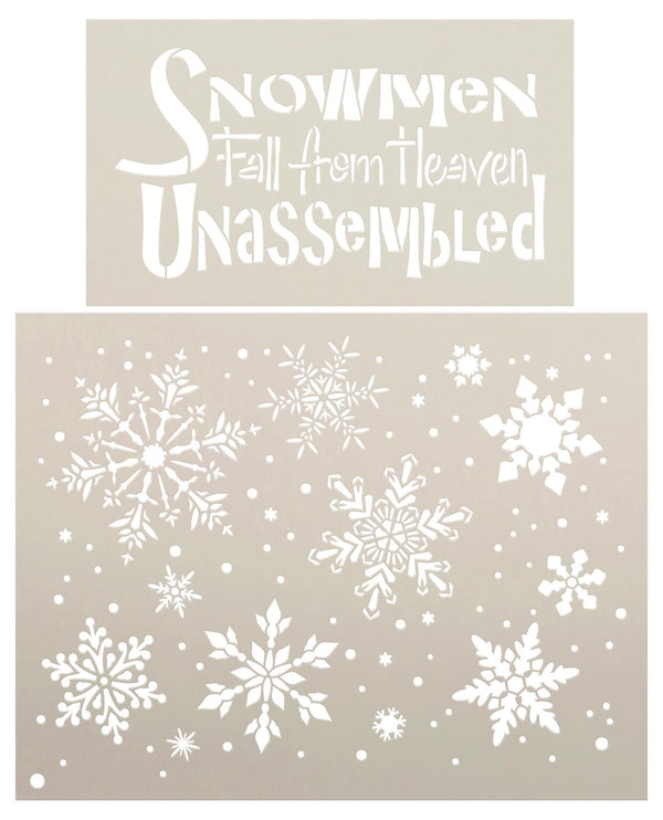 Snowmen Fall from Heaven Stencil Set with Snowflakes by StudioR12 - Select Size - USA Made - DIY Rustic Winter Home Decor Wood Signs | CMBN658