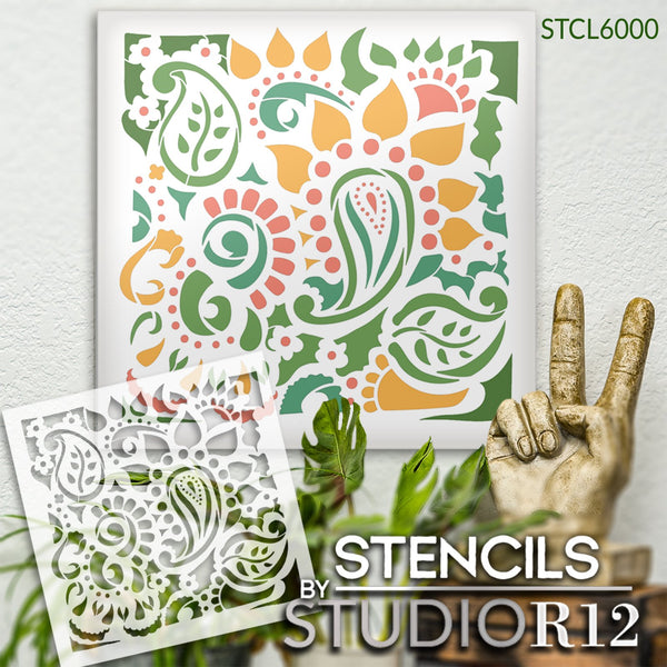 Abstract Floral Paisley Stencil by StudioR12 | Craft DIY Backsplash Home Decor | Paint Pattern | Select Size | STCL6000