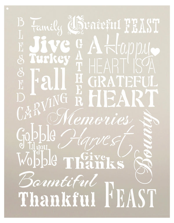 Thanksgiving Background Word Stencil by StudioR12 | Rustic and Primitive - Reusable Mylar Template | Painting, Chalk, Mixed Media | Wall Art, DIY Home Decor | Select Size | STCL693