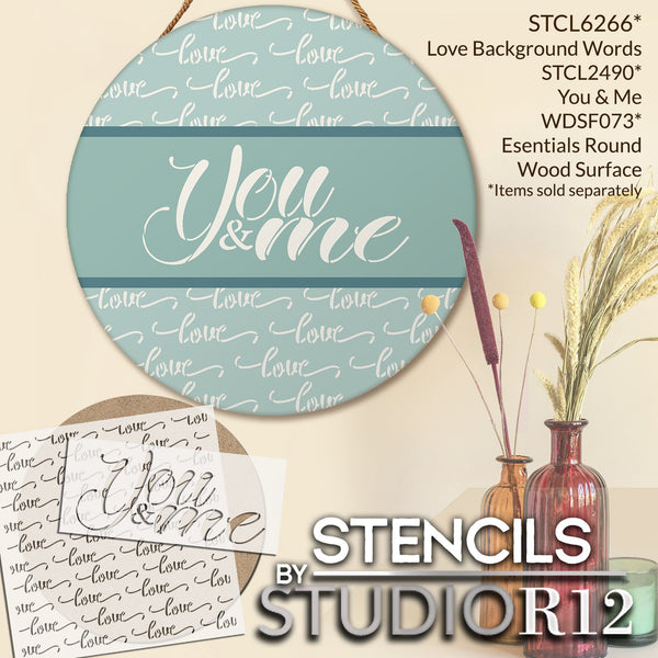 Love Background Word Stencil by StudioR12 | Craft DIY Home Decor | Paint Wood Sign | Reusable Mylar Template | Select Size | STCL6266