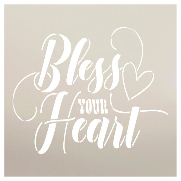 Bless Your Heart Stencil by StudioR12 | DIY Funny Cursive Script Saying Home Decor | Craft & Paint Wood Sign | Reusable Mylar Template | Select Size | STCL5752