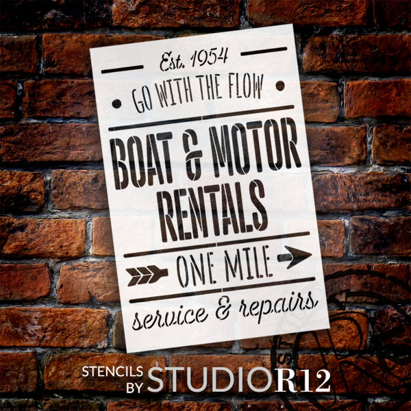 Boat & Motor Rentals Stencil by StudioR12 | Craft DIY Summer Home Decor | Paint Outdoors Wood Sign | Reusable Template | Select Size | STCL6215