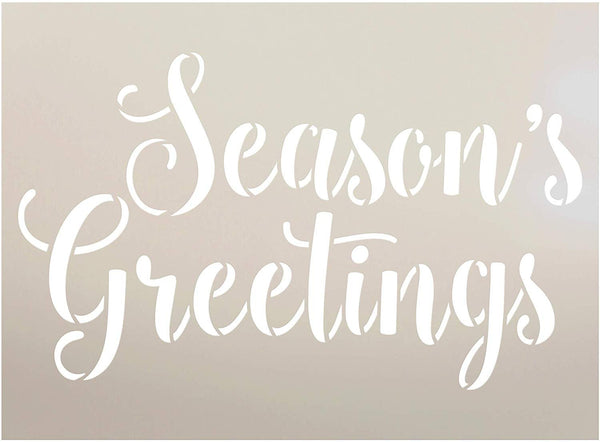 Seasons Greetings Stencil by StudioR12 - Cursive Script | Reusable Mylar Template | Paint Wood Sign | Craft Christmas Word Art Gift | Rustic DIY Holiday Home Decor | Select Size
