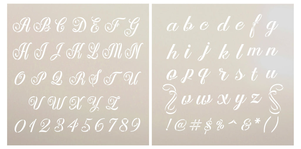 Retro Script Alphabet Stencils by StudioR12 Reusable Cursive Lettering  Stencil DIY Journaling & Scrapbooking Select Size 12 x 12 Inch Sheet