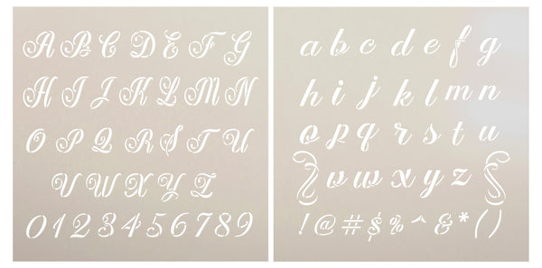 Contemporary Script Full Alphabet Stencil by StudioR12 | Reusable Lettering Stencils for Journaling | Craft & Paint | Select Size | STCL5950