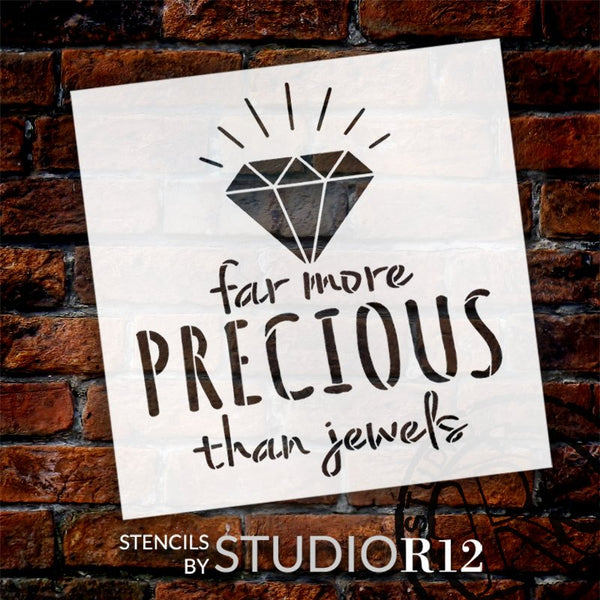 Far More Precious Than Jewels Stencil by StudioR12 | DIY Bible Verse Proverb Home Decor for Girls - Women | Craft & Paint Wood Sign | Select Size | STCL5698