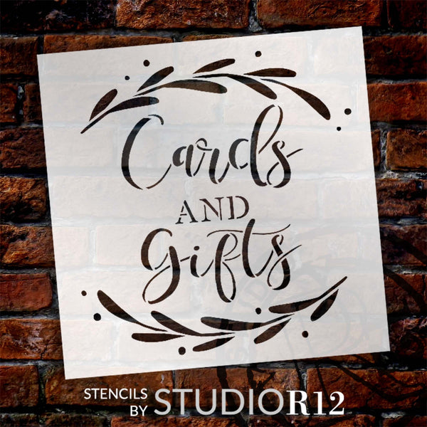 Cards and Gifts with Wreath Stencil by StudioR12 | Craft DIY Wedding Decor | Paint Wood Sign | Reusable Mylar Template | Select Size | STCL6079