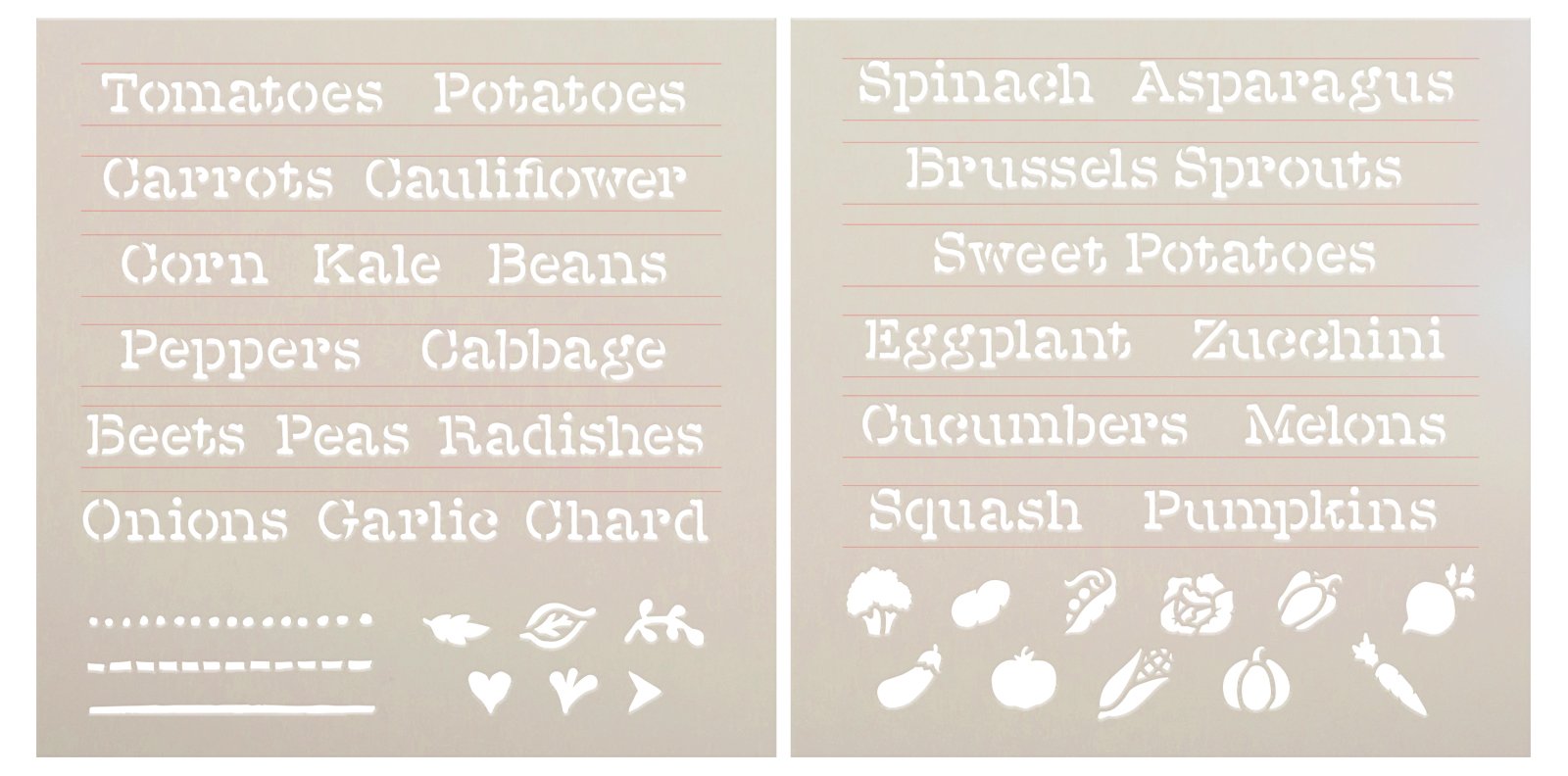 Vegetable Label Stencil StudioR12 DIY Garden Markers Select Size StudioR12 Stencils