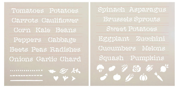 Vegetable Label 2-Piece Stencil Set for DIY Garden Markers by StudioR12 - Select Size - USA Made | Craft & Paint Easy Plant Tags for Home Garden | STCL6459