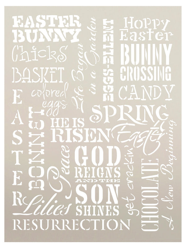 Easter Background Word Art Stencil by StudioR12 | SIY Spring Home Decor | Craft & Paint Wood Signs | Select Size | STCL331