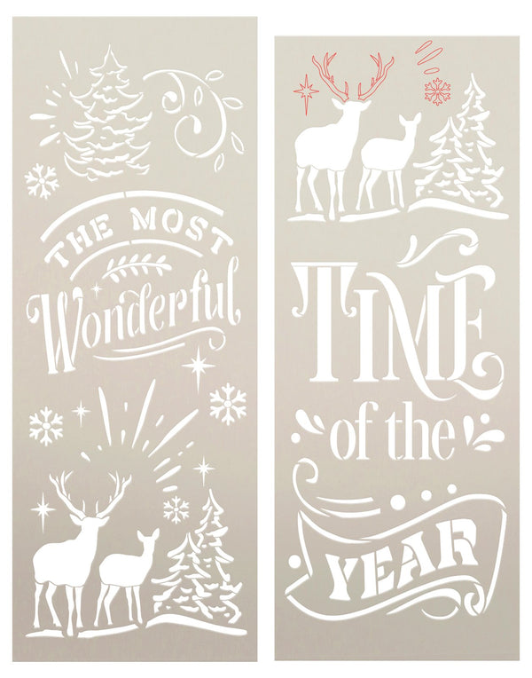 Most Wonderful Time Tall Porch Stencil by StudioR12 - 4 ft - USA Made - Craft DIY Christmas & Winter Home Decor | Paint Snowflake Wood Sign | STCL6539