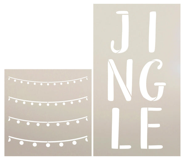 Jingle Stencil Set with Party String Lights by StudioR12 - Select Size - USA Made - DIY Christmas Home Decor | Holiday Crafting & Painting | CMBN653