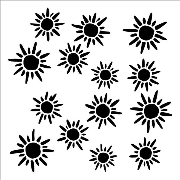 Hand-Drawn Sunshine Pattern Stencil by StudioR12 | DIY Cute Sunny Doodle Home Decor | Craft & Paint Wood Sign | Reusable Mylar Template | Select Size | STCL5829