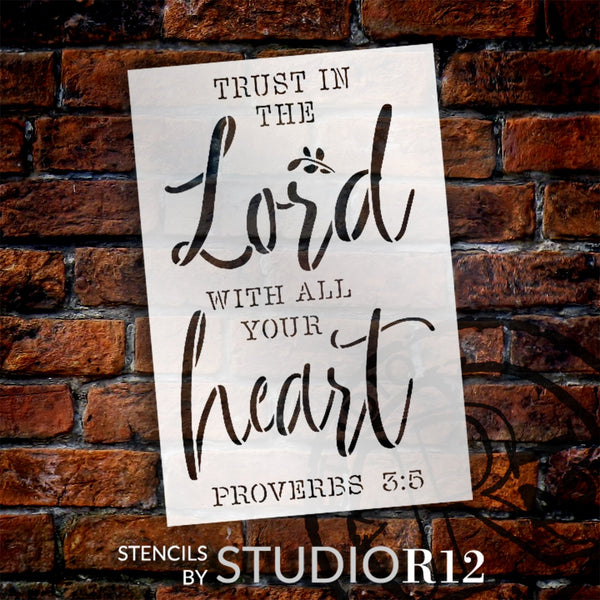 Trust in The Lord Proverbs 3 5 Stencil by StudioR12 | Craft DIY Inspirational Home Decor | Paint Faith Wood Sign | Reusable Template | Select Size | STCL6108