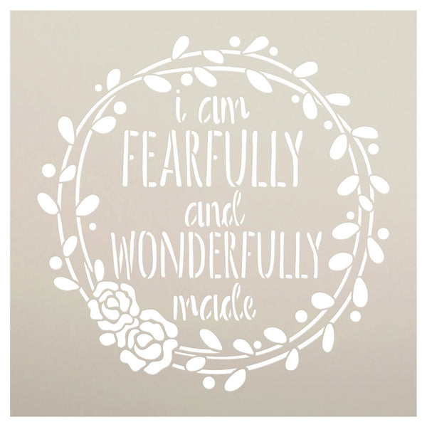 Fearfully and Wonderfully Made Wreath Stencil by StudioR12 | Craft DIY Bible Home Decor | Paint Wood Sign | Reusable Mylar Template | Select Size | STCL5692