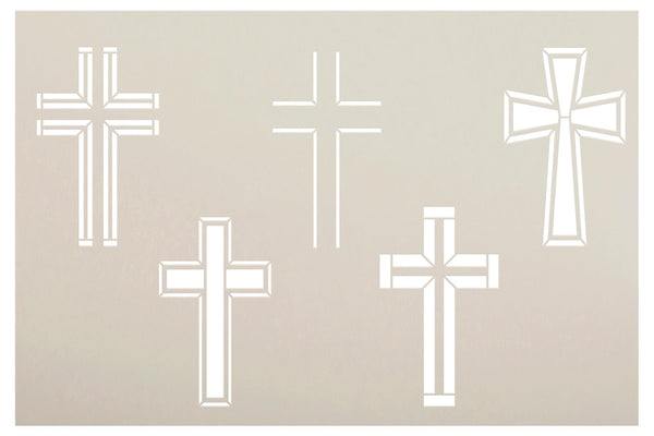 Outlined Cross Embellishments Stencil by StudioR12 | Paint Bags, Shirts, Decorate Books & More | Religious Scrapbooking Crafting Idea | Select Size | STCL6391