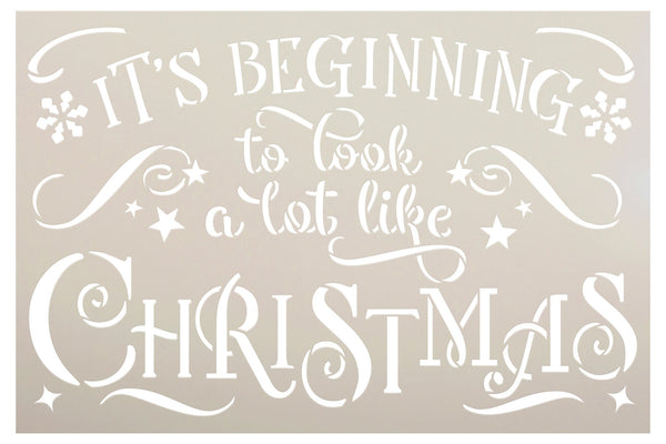 Beginning to Look Like Christmas Stencil by StudioR12 | DIY Holiday Song Home Decor | Craft & Paint Wood Sign Reusable Mylar Template Snowflake Cursive Script Gift Select Size | STCL3646