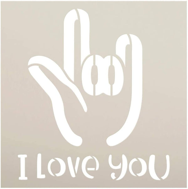 I Love You Sign Language Stencil by StudioR12 | DIY ASL Family Friend Home Decor | Craft & Paint Wood Sign | Reusable Mylar Template | ILY Hand Gesture Symbol Gift Select Size