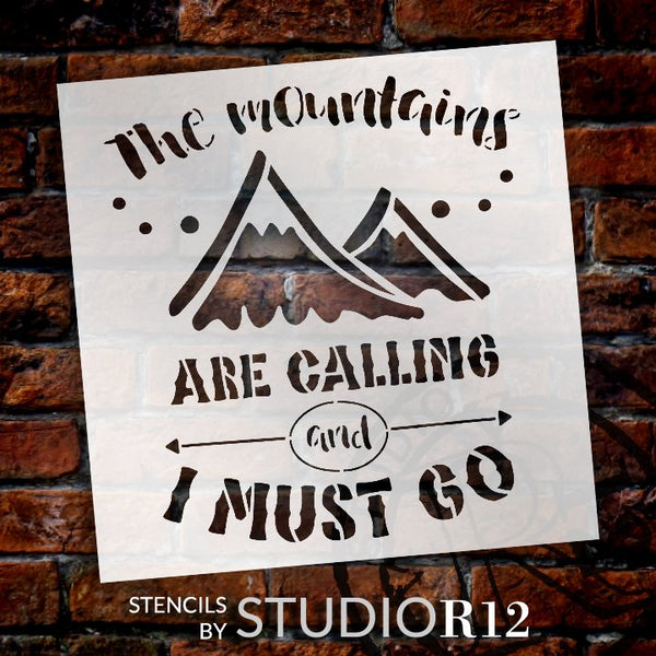 Mountains are Calling Stencil by StudioR12 | DIY Travel & Adventure Camper Home Decor | Craft & Paint Wood Signs | Select Size STCL5292