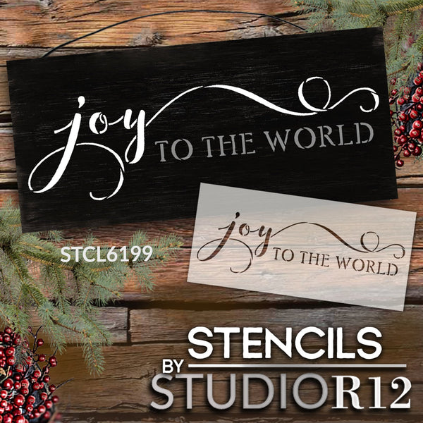 Joy to The World Script Stencil by StudioR12 | Craft DIY Christmas Home Decor | Paint Winter Wood Sign | Reusable Mylar Template | Select Size | STCL6199