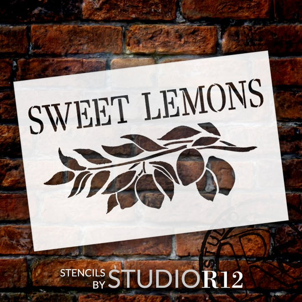 Sweet Lemons Stencil by StudioR12 | Farmhouse Lemon Tree Branch | DIY Spring Home & Kitchen Decor | Paint Wood Signs | Select Size | STCL5433
