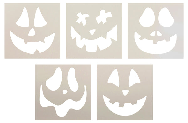 Silly Jack o Lantern Face 5-Piece Stencil Set by StudioR12 - USA Made - Select Size - Craft DIY Halloween Home Decor | Paint Fall Wood Sign Wall Art | CMBN622