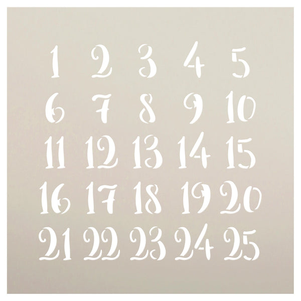 Christmas Countdown Numerals Stencil by StudioR12 | DIY Holiday Advent Calendar Decor | Paint Winter Wood Signs | Select Size | STCL5917